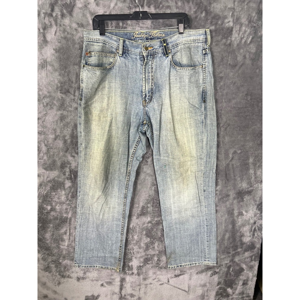 Indigo Palms Classic Mens Straight Leg Jeans Light Wash Relaxed Fit 37x30.5